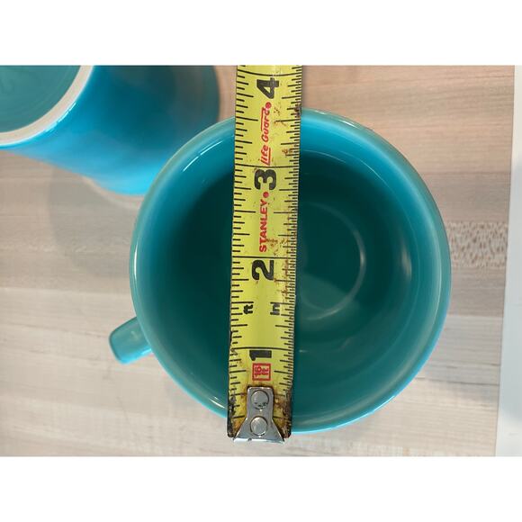 Fiesta Ceramic turquoise mugs set of two with classic ring handle USA MADE - Picture 6 of 7